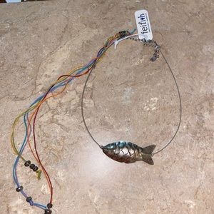 Choker with Rainbow Tassels down the back Feifish